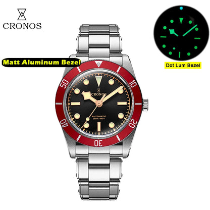 Cronos Luxury Men Watch 37mm Diver BB54 Vintage Automatic Wristwatches Female End Links Sapphire 20 Bar L6033