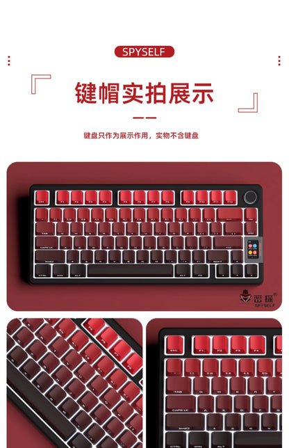 New Keycaps for 60/64/84/98/108 Gaming Mechanical Keyboard MX Switch 135 Keys OEM PBT Side Engraved Red and Black Gradient Color