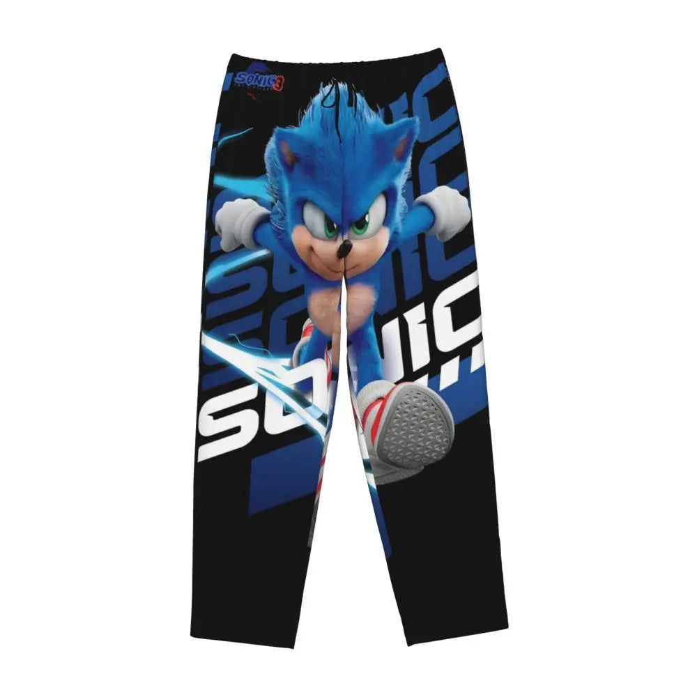 Custom Printed Womens Soniced Pajama Pants Hedgehog Game Sleepwear Sleep Lounge Bottoms with Pockets