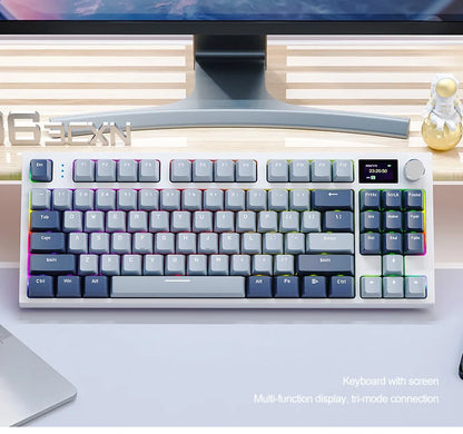 ATTACK SHARK K86 Mechanical Keyboard with Metal Knob, TFT Smart Color Screen, 87-key Layout, RGB Lighting, and Three-mode Connection