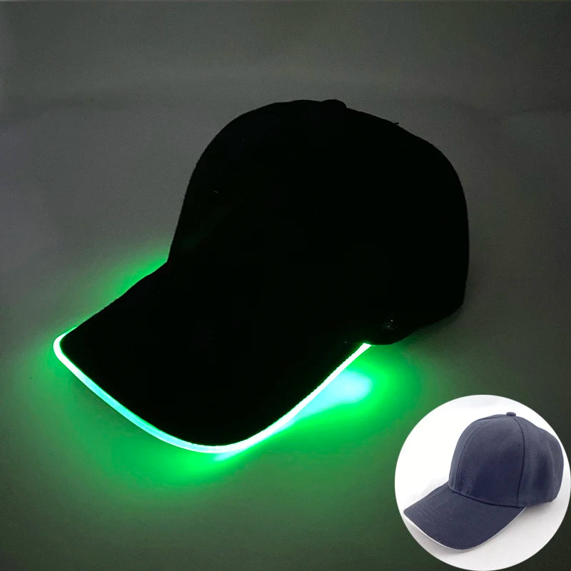 Fashion Glowing Baseball Cap LED Light Up Hip Hop Hat Bar Club Props Fluorescent Hat Men Women DJ Dance Supplies Costume