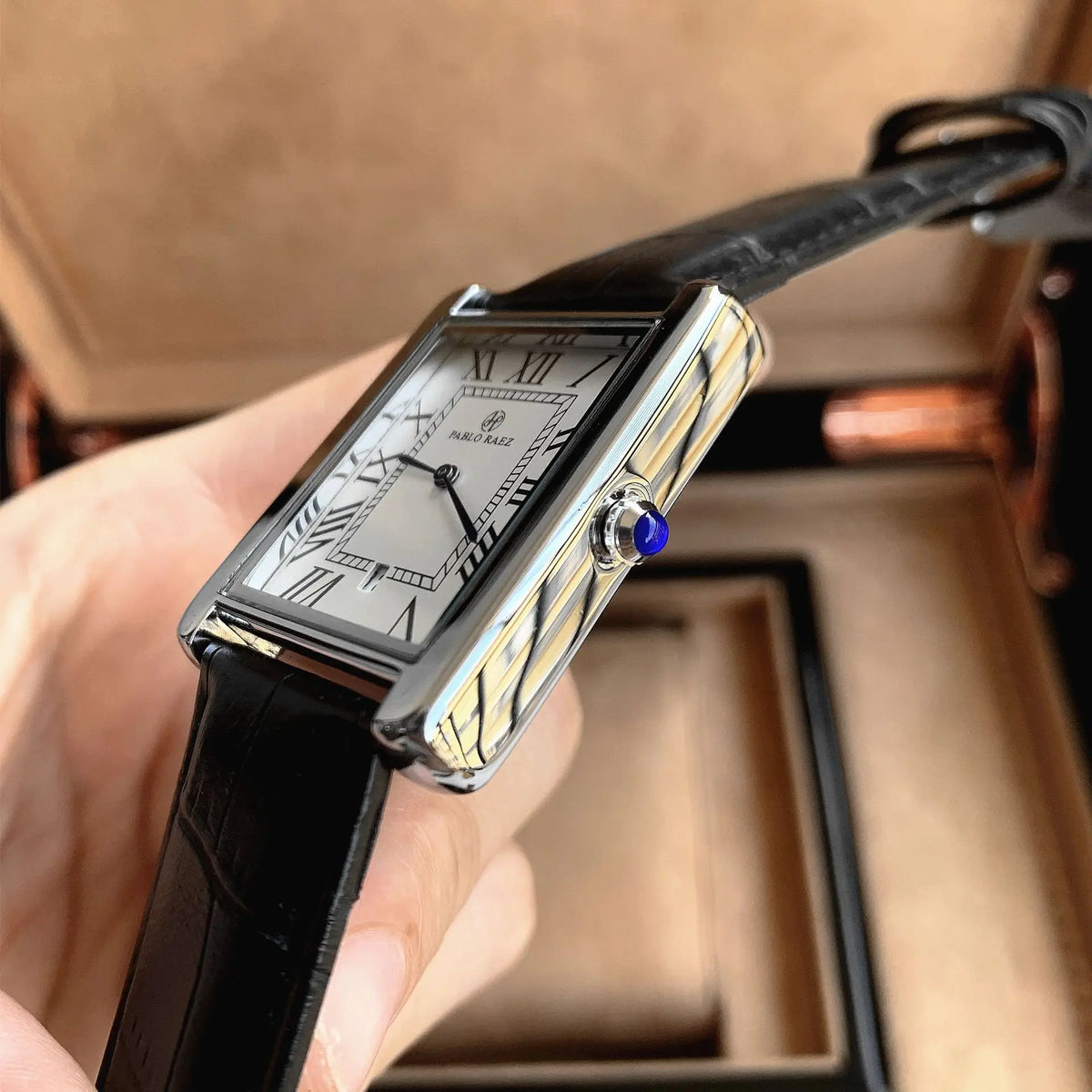 UTHAI Montre homme de luxe légère pour le travail, marque de luxe, carrée, classique, avec calendrier, étanche, bracelet, montre-bracelet à quartz pour homme, cadeau