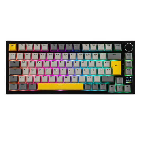 ISO-DE Layout AJAZZ AK820 PRO 75% QWERTZ German Layout Mechanical Keyboard Tri-Modes Wireless Keyboard with TFT Screen NKRO RGB
