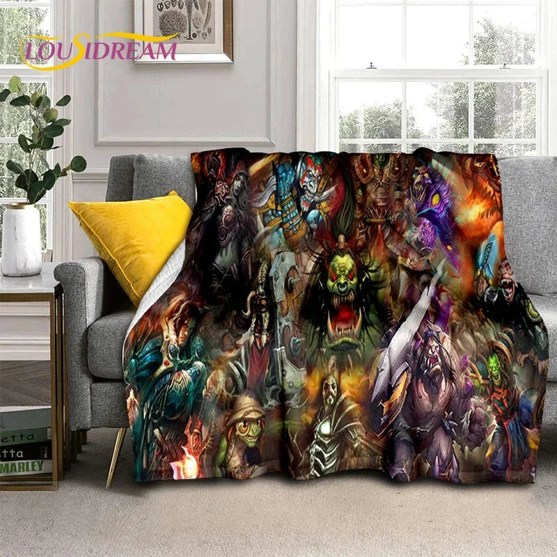 3D World of Warcraft Game WOW Lich King DH Blanket,Soft Throw Blanket for Home Bedroom Bed Sofa Picnic Travel Office Cover Kids