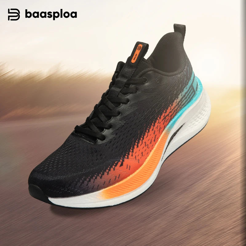 Baasploa Herren-Joggingsportschuhe mit Carbonplatte, professioneller Dämpfung, atmungsaktive rutschfeste Outdoor-Laufsneaker