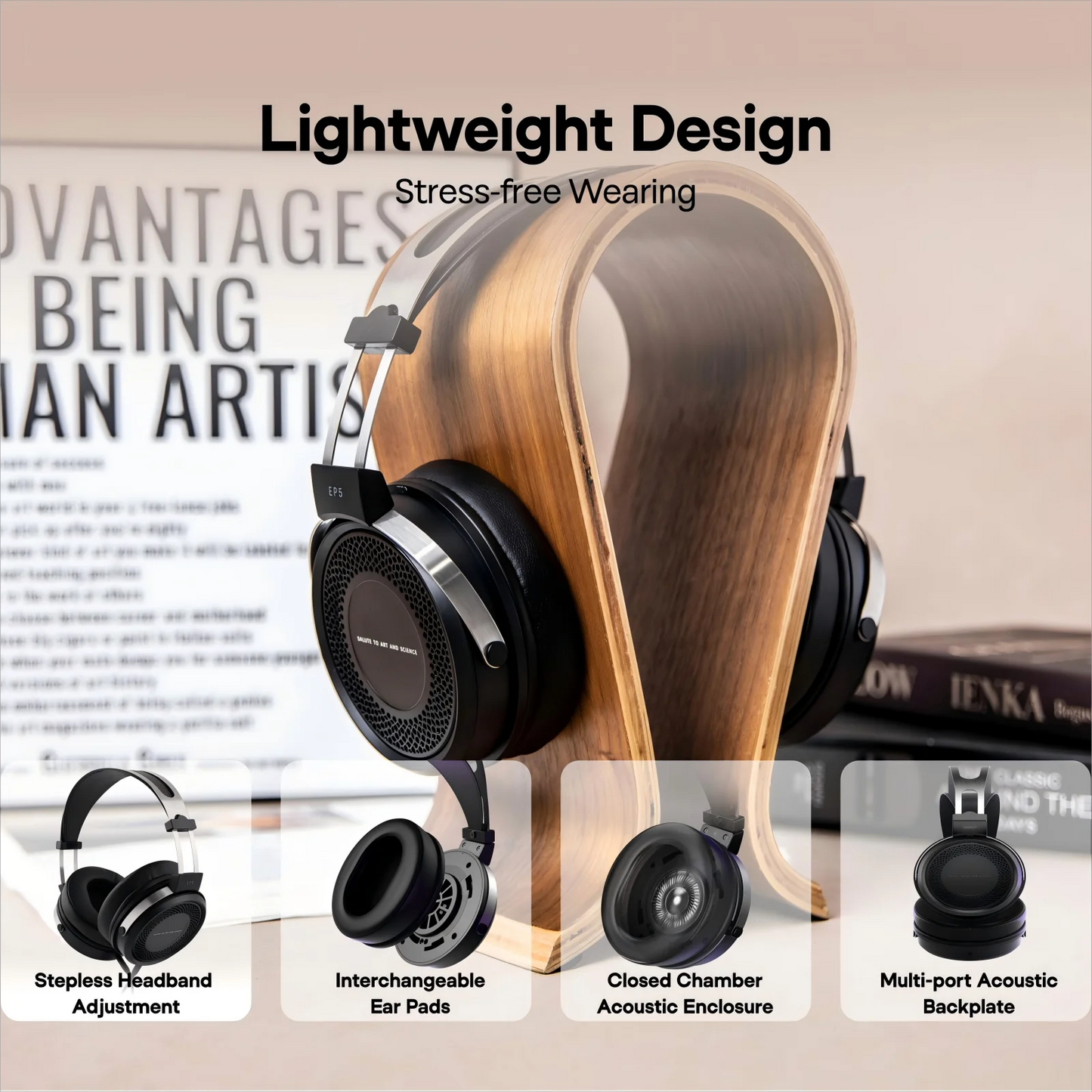 SIMGOT EP5 High-Performance 50mm Dynamic Driver Headphones with Low-Impedance, High-Sensitivity Design