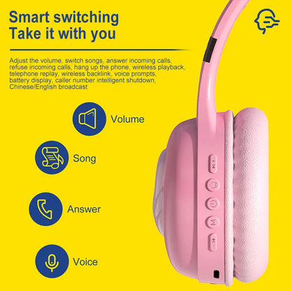 Glow Unicorn Headphones | Bunny Ear Bluetooth Headset with  Mic & TF Slot | Wireless Over-Ear LED