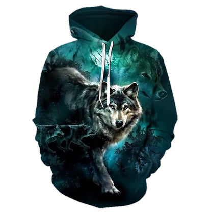 Mikiny s kapucí Animal Wolf s 3D potiskem pro muže i ženy, módní ležérní oversized pulovr, hip hop Harajuku streetwear hoodies