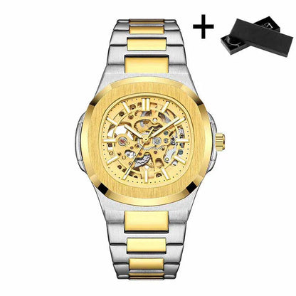 Montres-bracelets mécaniques pour homme à cadran ajouré, design squelette, montre de luxe entièrement automatique pour homme, relogio