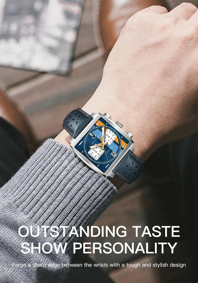2024 Specht & Sohne New Classic Men's Quartz Watch Blue Color Stainless Steel Japan VK63 Movt Genuine Leather Montre Homme 39MM