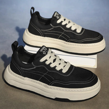 Men's Ultralight Breathable Mesh Sneakers 2025 Fashion Thick Sole Casual Shoes Comfortable Lace-up Trainers for Daily Walking