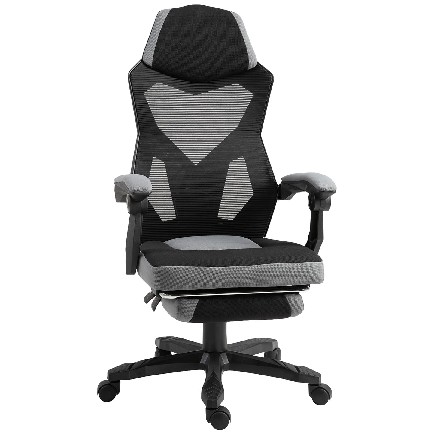 Ergonomic Gaming Office Chair, Grey & Black, Adjustable Height, 360° Swivel,MeshFabric, High-Density Foam, Easy Assembly,