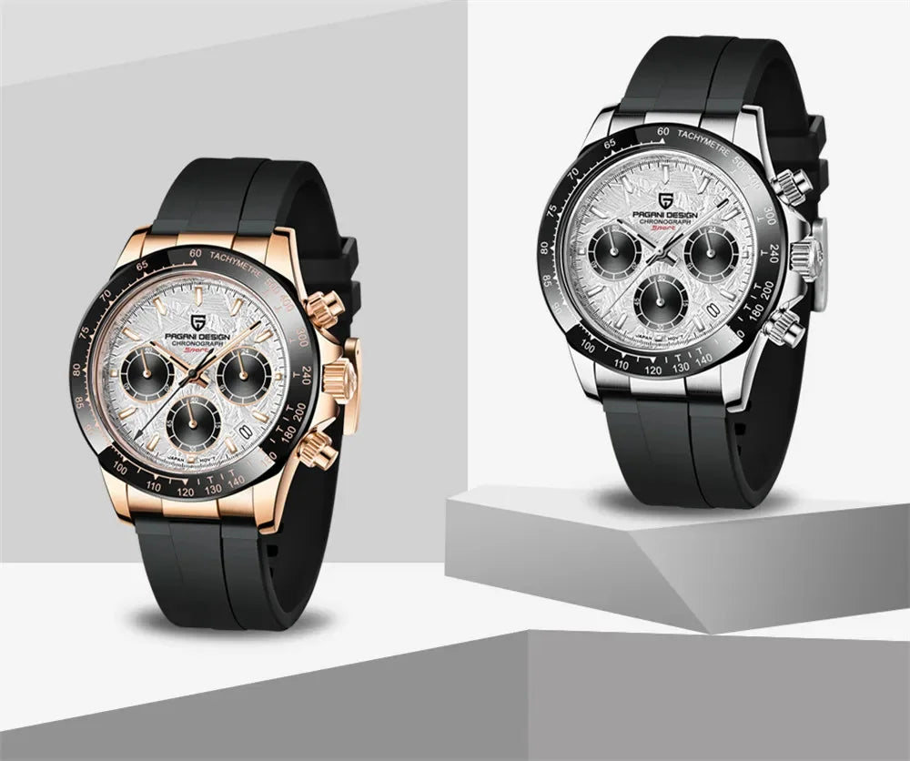Originale neue PAGANI DESIGN PD-1664 Luxus-Herrenuhr mit japanischem VK63-Quarzwerk, Saphirglas, wasserdichtem Chronographen, Gold