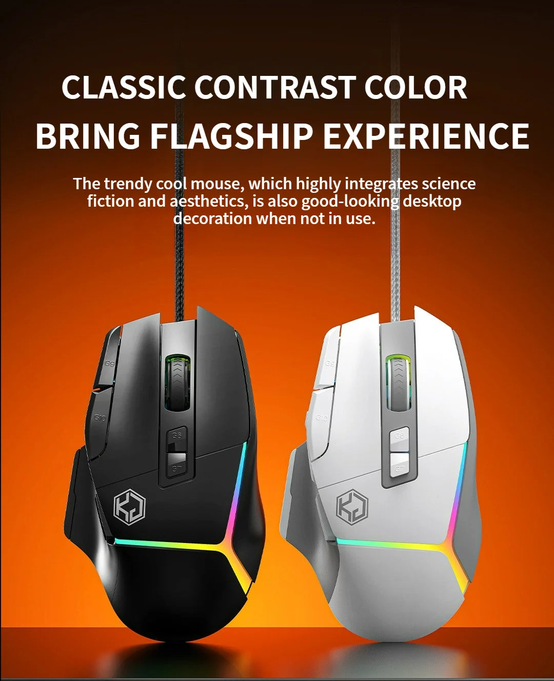 Wired Mouse RGB Lights 10 Keys Macro Programming Gaming Chip 12800DPI Ergonomic Design Medium-Large Hand Gaming Mouse GK502