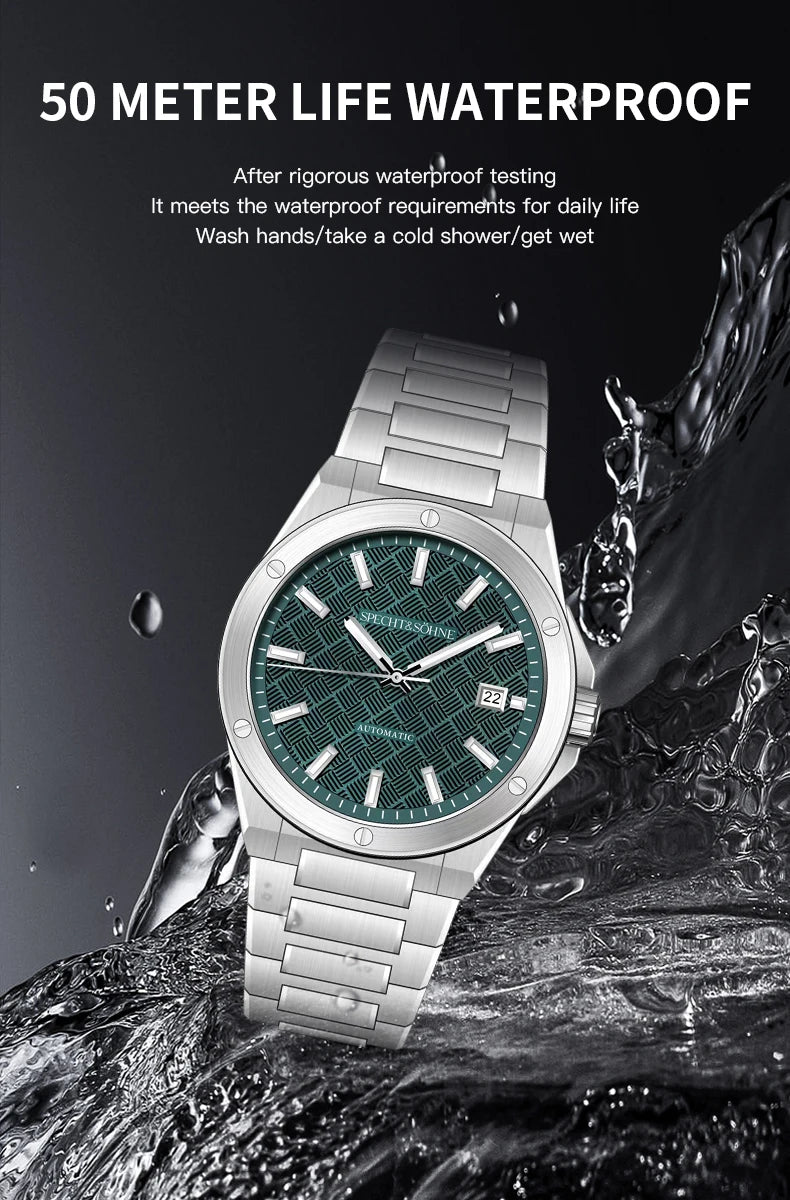 Specht&Sohne 2025 Neue 38MM Herrenuhr, Automatikuhr, Japan Miyota 8215 Uhrwerk, Stahl, Saphirglas, wasserdichte Reloj Homb