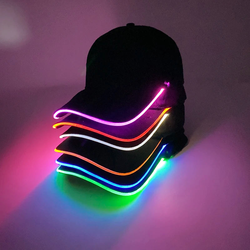 Fashion Glowing Baseball Cap LED Light Up Hip Hop Hat Bar Club Props Fluorescent Hat Men Women DJ Dance Supplies Costume