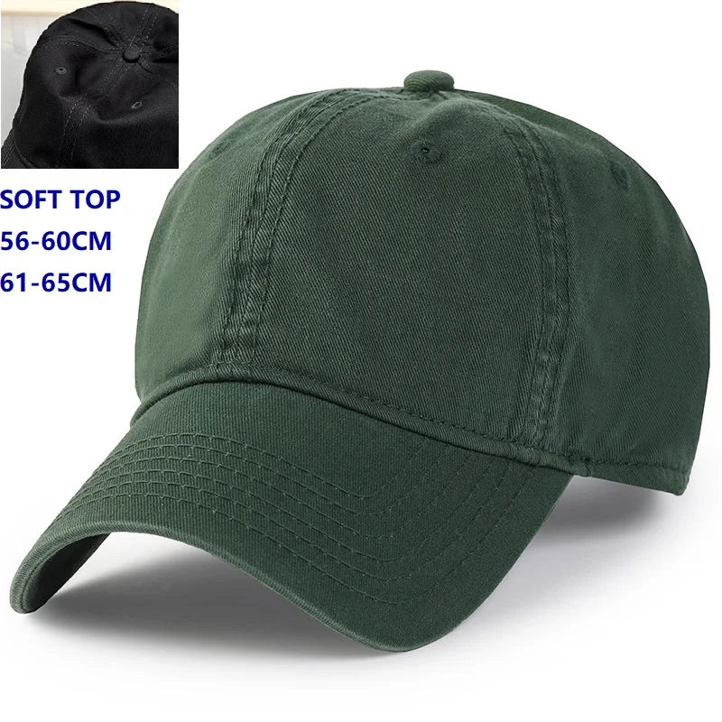 Baseball kapa Big Head Plus Size iz 100 % bombaža, primerna za moške in ženske, nastavljiva kapa »Dad Hat«, velikost 58–60 cm, 61–65 cm