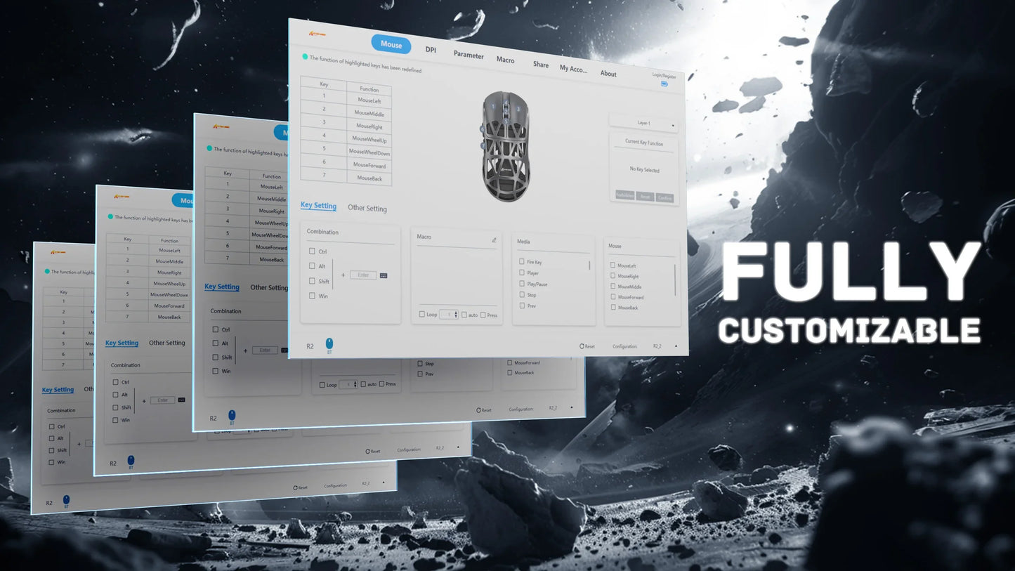 ATTACK SHARK R2 Magnesium Alloy PAW3950 Gaming Mouse, Tri-mode, 8000hz, 42000 DPI, 45g Ultralight, 100M Clicks Microswitches