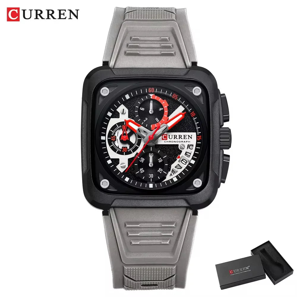 Montres pour homme CURREN : montre-bracelet de luxe à quartz, carrée, originale, étanche et luminescente, chronographe pour homme, Relogio