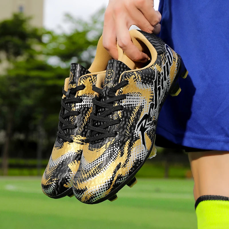 Nouvelles chaussures de football pour hommes, crampons FG, pointes longues TF, crampons pour terrain synthétique, chaussures de football Yonug, antidérapantes, unisexes, pour entraînement et match sur gazon extérieur