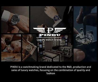 PINDU Design 2025 NEUE Herrenuhr Diamond Tourbillion Top-Marke Luxus Astronomia Quarzuhr für Herren Saphirglas wasserdichte Uhr