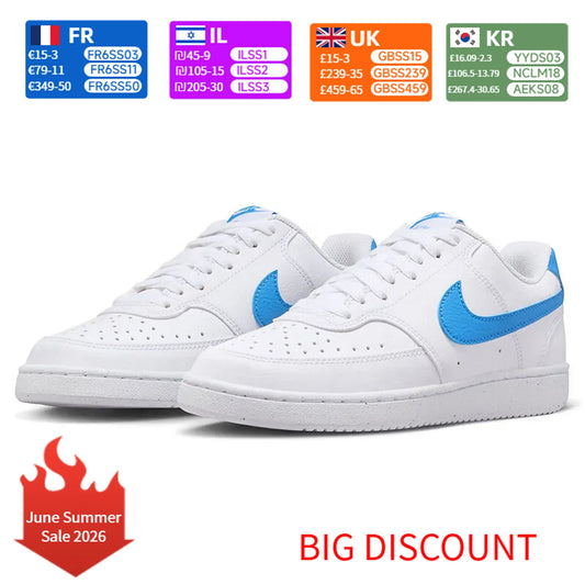 Nike Court Vision 1 Low Next Nature Comfortable, versatile, and durable Low-top court shoe Women's White/Blue DH3158-107