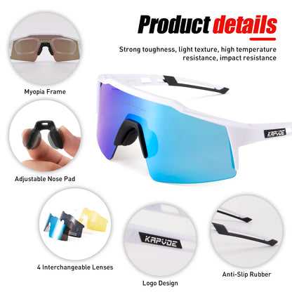 Gafas de sol Kapvoe para ciclismo, gafas polarizadas para bicicleta, MTB, UV400, de montaña, para hombre y mujer, gafas deportivas para actividades al aire libre
