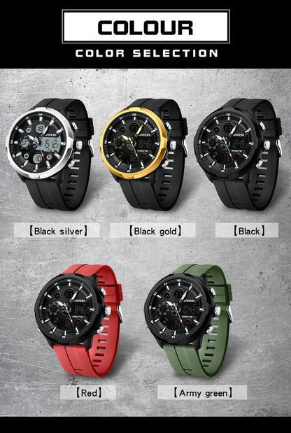 SANDA 9053 G Montres de sport militaires pour homme Montre numérique de luxe Montre-bracelet à quartz étanche jusqu’à 50 m pour homme Relogios Masculino