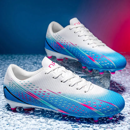 High Top Waterproof Football Boots Men Anti Slip Durable Spikes Design Breathable Lining Outdoor Grass Court Professional Soccer