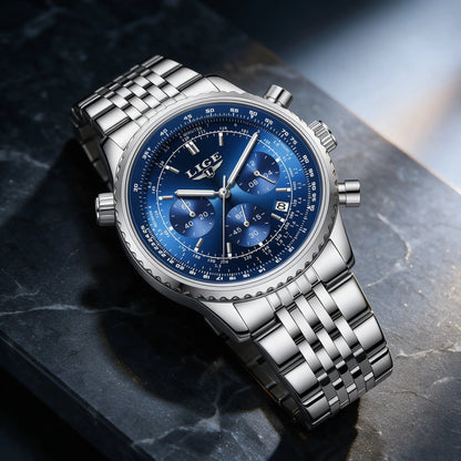 LIGE Luxusuhr für Herren – Chronograph mit Datumsanzeige, aus Edelstahl, wasserdicht, leuchtend, im sportlichen und militärischen Stil, Quarzuhr für Herren