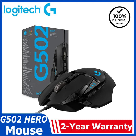 Logitech G502 HERO High Performance Wired Gaming Mouse HERO 25K Sensor 25,600 DPI RGB Adjustable Weights 11 Buttons PC/Mac Mouse