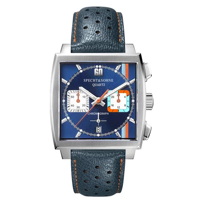 2024 Specht & Sohne New Classic Men's Quartz Watch Blue Color Stainless Steel Japan VK63 Movt Genuine Leather Montre Homme 39MM