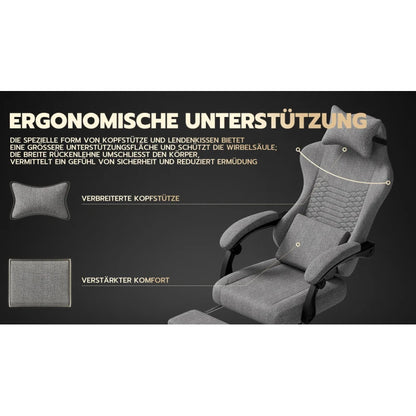 Gaming chairs, office chairs, desk chairs, and swivel chairs. Made with breathable fabric, equipped with 360° swivel casters and seats for easy movement, and featuring soft and comfortable cushions.