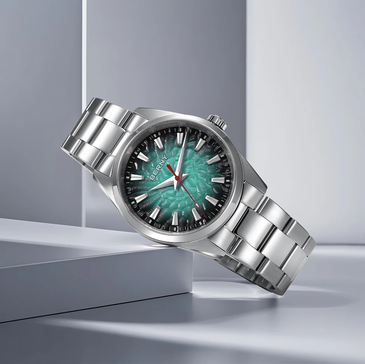 Orologio da uomo BERNY – Orologio al quarzo, vetro zaffiro, lancette luminescenti, impermeabile fino a 10 ATM, interamente in acciaio inossidabile – Stile elegante e casual, ideale per l’uso quotidiano o per le occasioni professionali