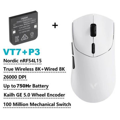 Rapoo GEN-2 VT7 Wireless Gaming Mouse 8K Wireless Polling Rate 53g Lightweight 100-Million Mechanical Switch Macro Enabled