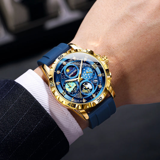 Orologi al quarzo di lusso BINBOND da uomo, luminescenti, impermeabili, cronografo con data automatica, stile business, sportivo e casual