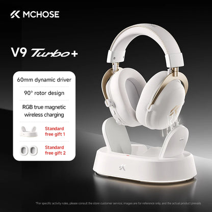 MCHOSE V9 Turbo + Wireless Gaming Headset 60mm 7.1 Surround Sound Professional Esports Headphones With RGB Charging Base