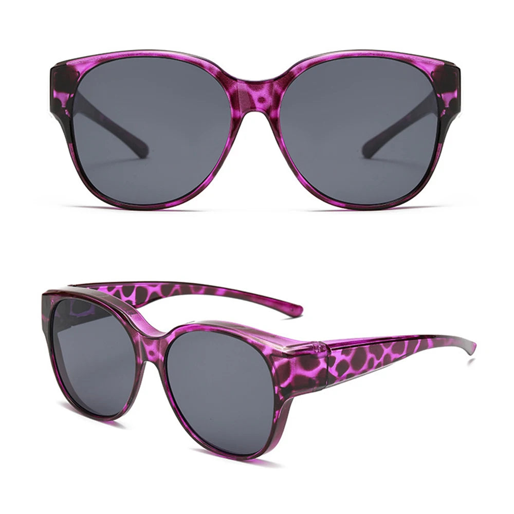 Summer UV Protection Driving Sunglasses Y2K Round Frame Wear Over Glasses Retro Fit Over Sunglasses for Women Men