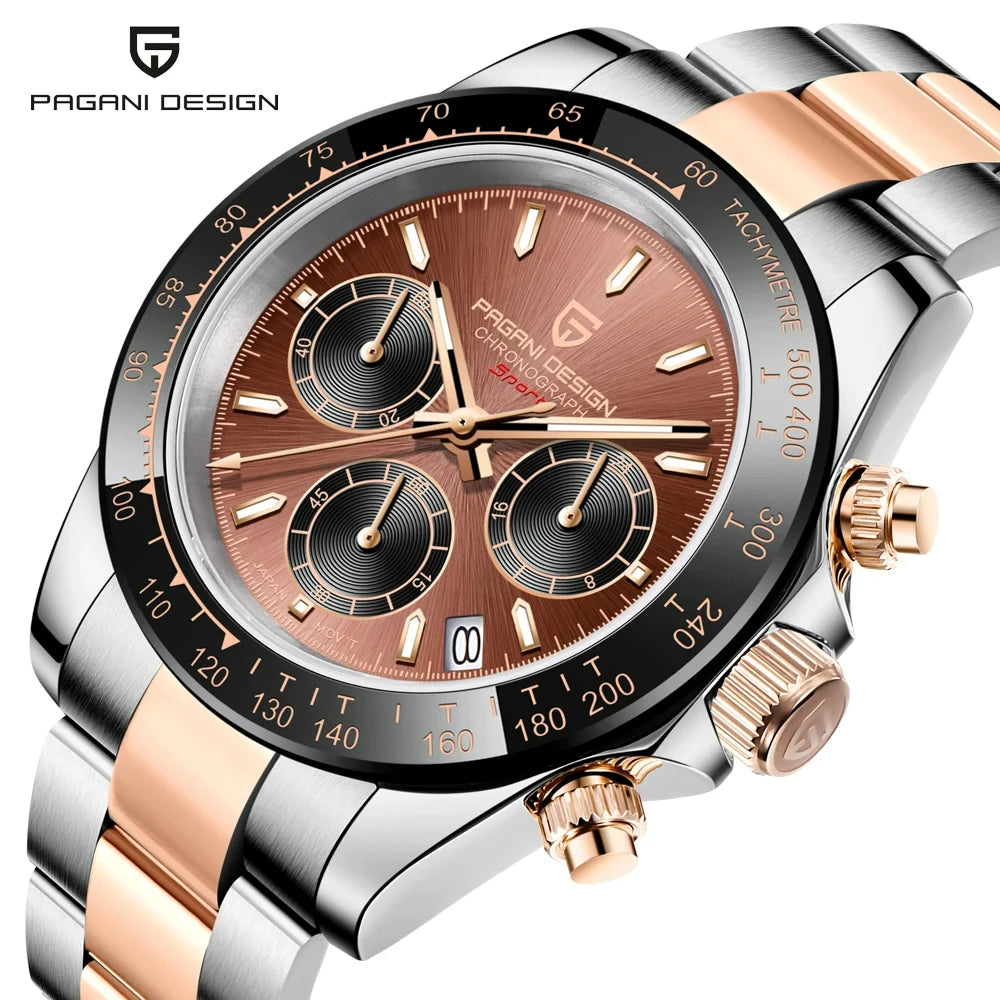 Orologio cronografo da uomo PAGANI DESIGN – Orologio da polso al quarzo di lusso, luminescente e impermeabile.
