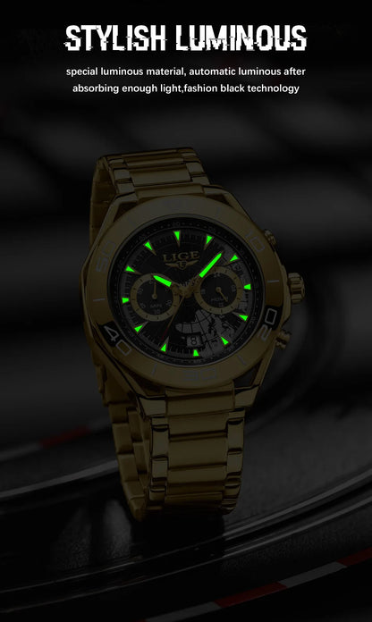 LIGE Luxusuhren für Herren, Freizeit- und Business-Uhren, Herrenmode, wasserdichte Militär-Quarzarmbanduhren für Herren, Montre Homme