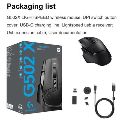 Logitech G502 X Lightspeed Gaming Mouse LIGHTFORCE Hybrid Optical-Mechanical Switches HERO 25K Gaming Sensor Compatible With PC