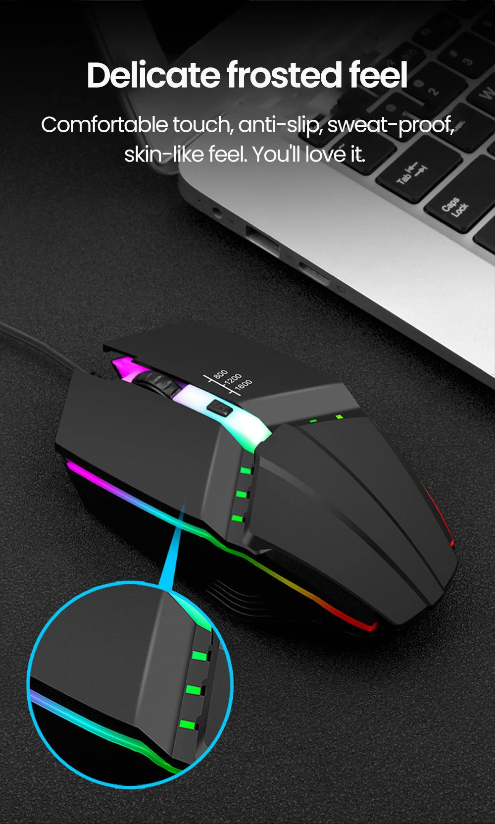 RGB Wired BackLight Mute USB Mice USB Wired Gaming Mouse for Desktop PC Notebook Computer Home Office LED Luminous 1600DPI