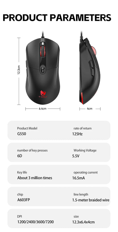 2026 Wired Gaming Mouse Cute Personalized Anti Slip Sticker 6-Key Office Mouse Suitable For Desktop And Laptop Computers NEW HOT