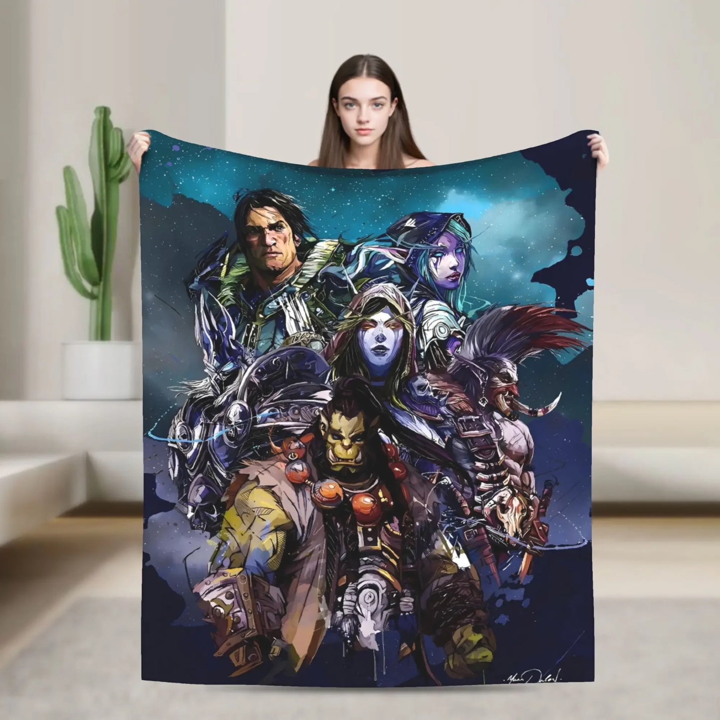WOW World of Warcraft Arthas Retro Game Flannel Blanket Super Warm Throw Blanket for Bedroom Camping Bedspread Sofa Bed Cover