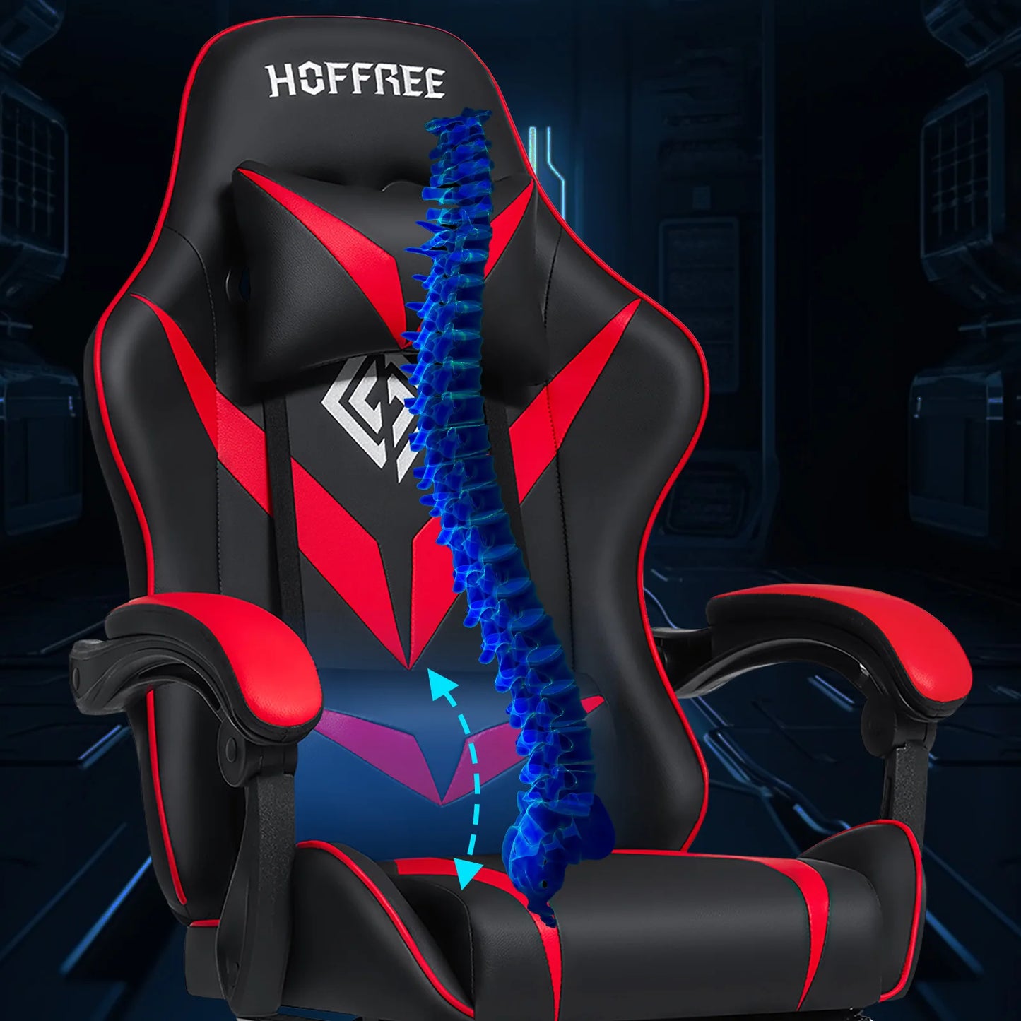 400Lbs Load Gaming Chair with Massage Ergonomic Computer Chair Footrest and Lumbar Support Reclining PC Chair Adjust Armrest
