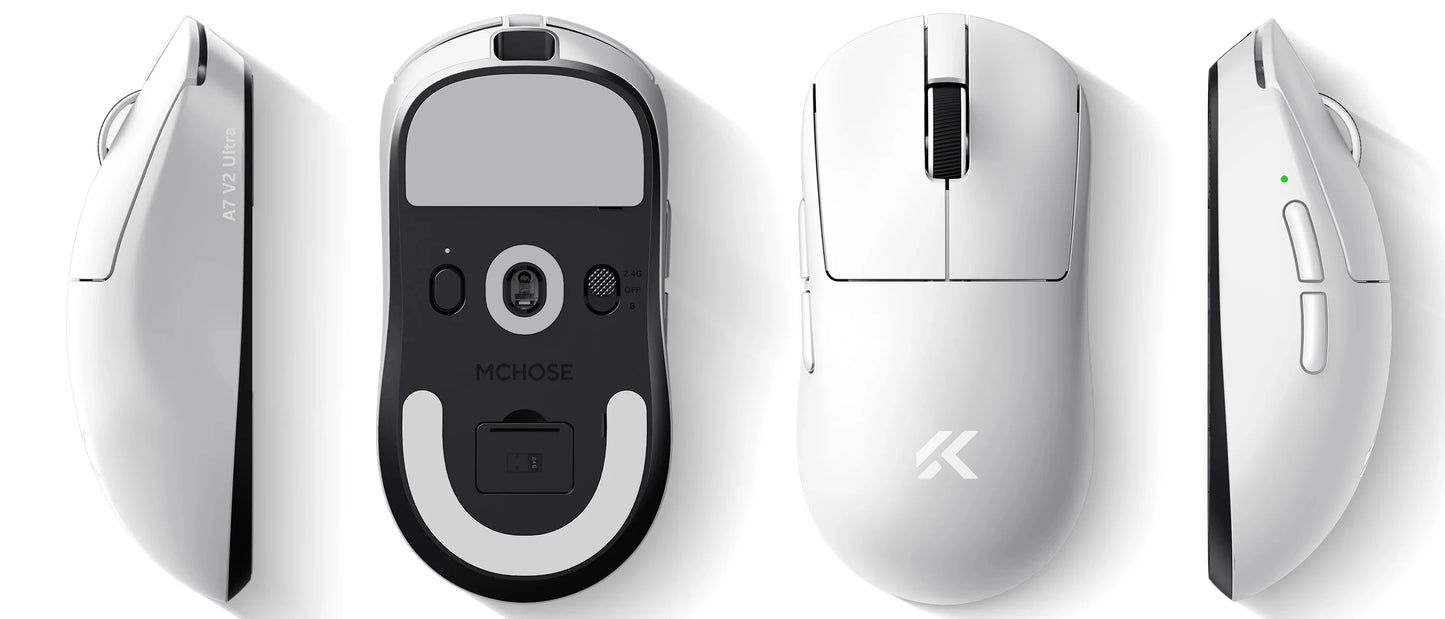 MCHOSE A7 V2 lehká bezdrátová herní myš s duální frekvencí dotazování 8,000Hz, PAW3950 TI, herní a e-sportovní kancelářská myš