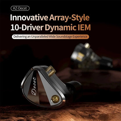 KZ Decet 5DD Dynamic Drive Earphones Adjustable Earbuds 10 Unit Upgraded Drive HIFI in Ear Wired Music Headphones 2PIN Cables