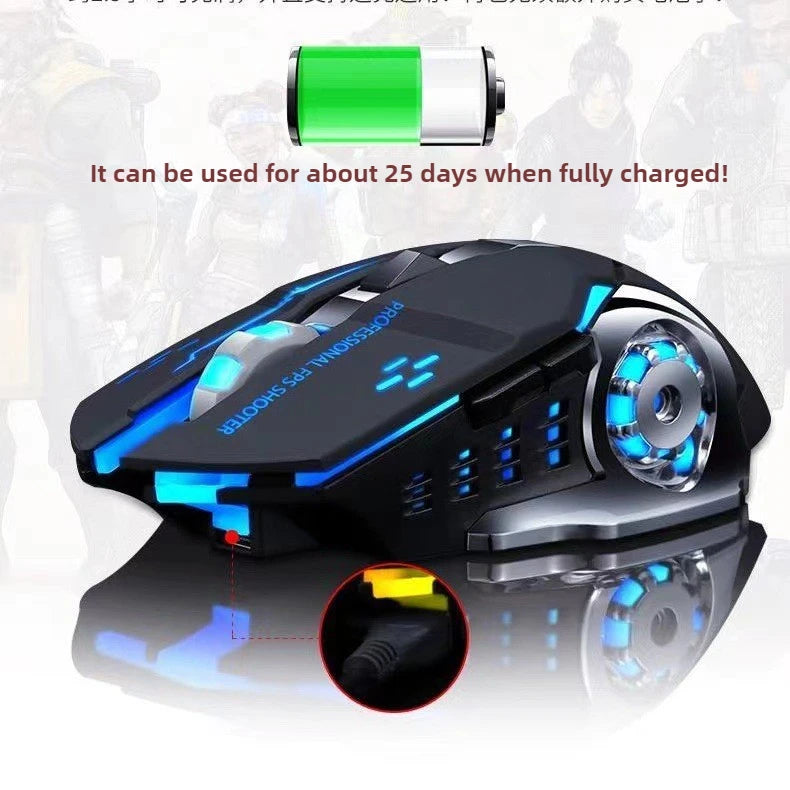 MINGCVIL Rechargeable Wireless Mouse Gaming Computer Bluetooth Mouse USB Mechanical E-Sports Backlight PC Mouse For Computer