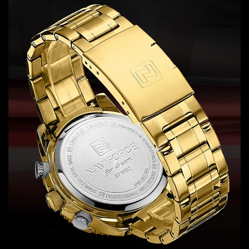 Orologio sportivo da uomo NAVIFORCE – Orologio da polso originale di lusso in acciaio inossidabile, modello militare impermeabile con doppio display
