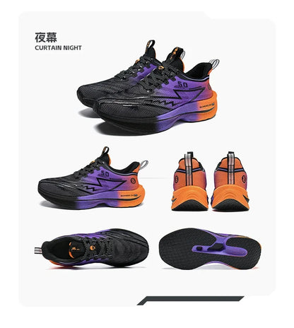 Herren-Sportschuhe – professionelle, gedämpfte Laufschuhe mit Carbonplatte, atmungsaktive Schnür-Sneaker für Freizeit, Marathon und Training